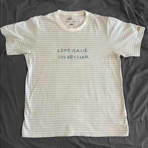 Uniqlo SPRZNY Jean-Michel Basquiat Lover Liar Striped Notebook Tee Men’s Small